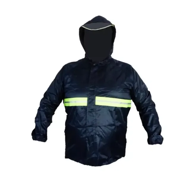 Chaqueta de lluvia azul oscuro con bandas reflectantes